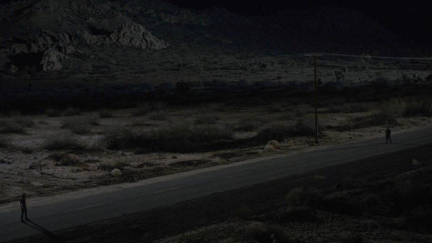 Dark highway in the desert.