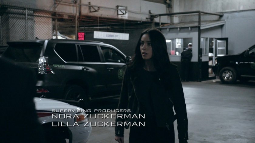 Daisy in the garage of the Framework Triskelion.