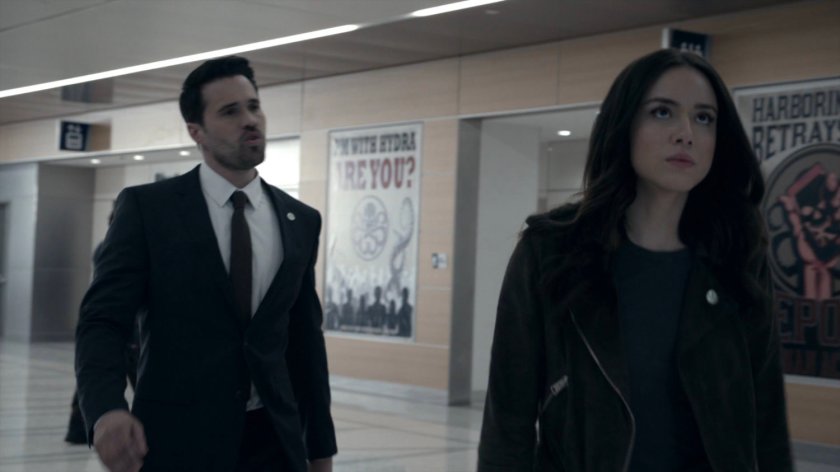 Ward and Daisy in the atrium of the Framework Triskelion.