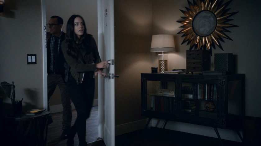 Daisy and Coulson enter her apartment in the Framework.