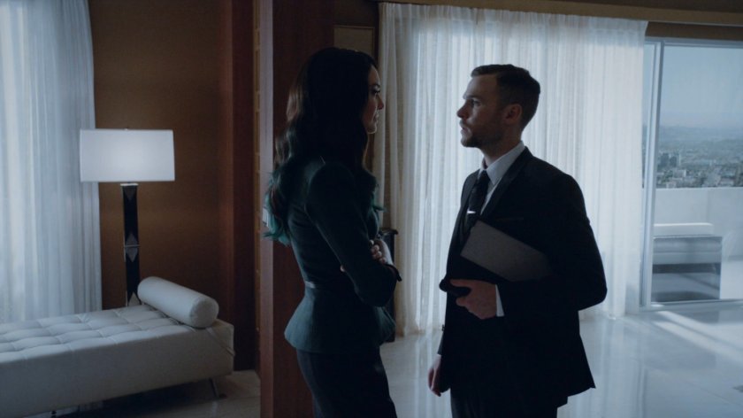 Fitz and Madame Hydra in her apartment in the Framework.