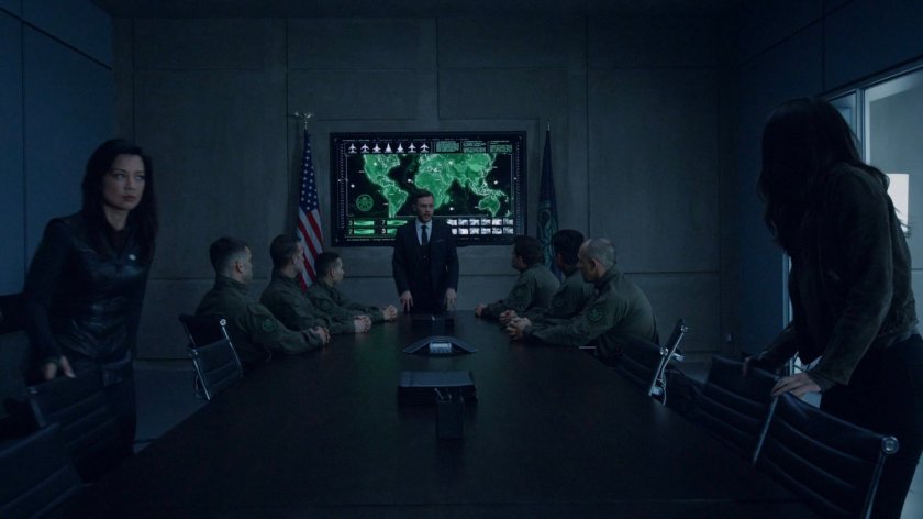 Dais, Fitz, May and other agents in the conference room of the Framework Triskelion.