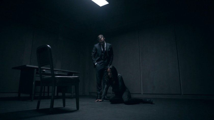 Fitz and Daisy in the Framework Triskelion interrogation room.