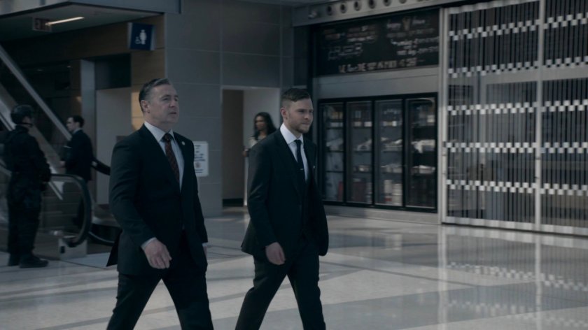 Fitz and his father in the atrium of the Framework Triskelion.