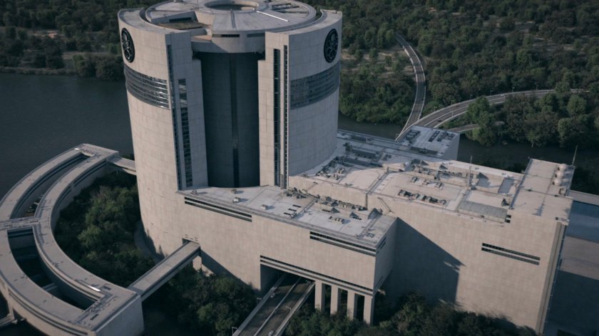 Aerial view of the Framework Triskelion.