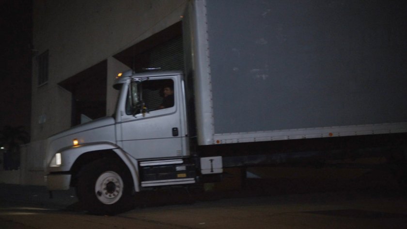 Truck pulling out of the Superior's Delaware warehouse.