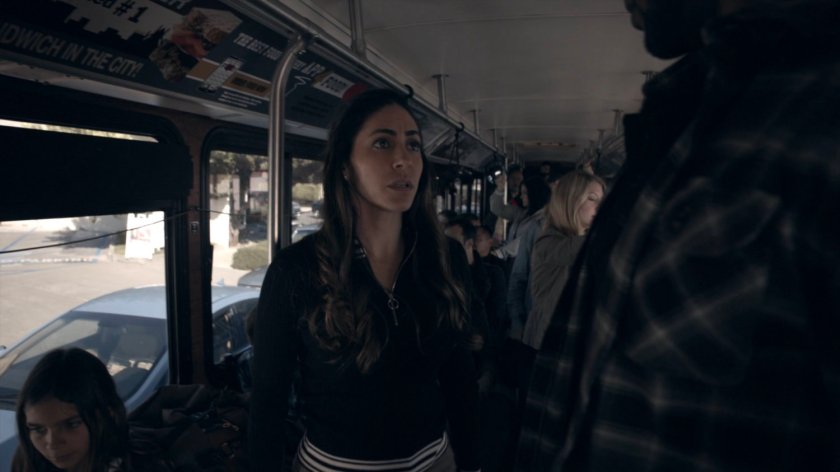 Yo-Yo and Mack on a midtown transit bus stuck in traffic in the Framework.