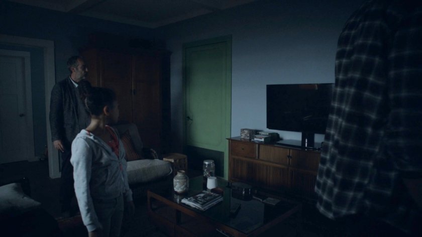 Radcliffe, Hope, and Mack inside his house in the Framework.