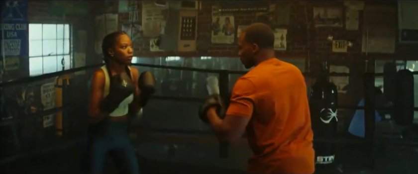 Sam and Leila sparring in Clay's Gym.