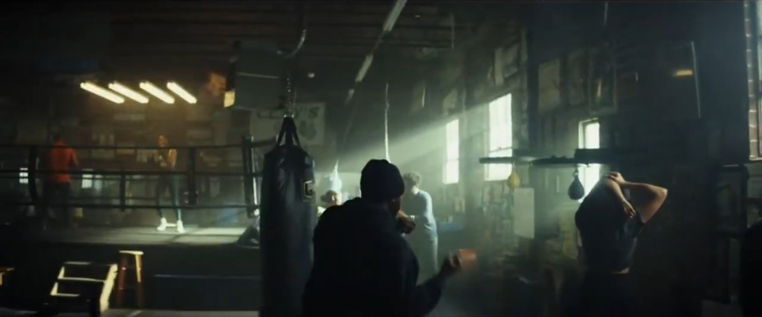 Sam and Leila sparring in Clay's Gym.