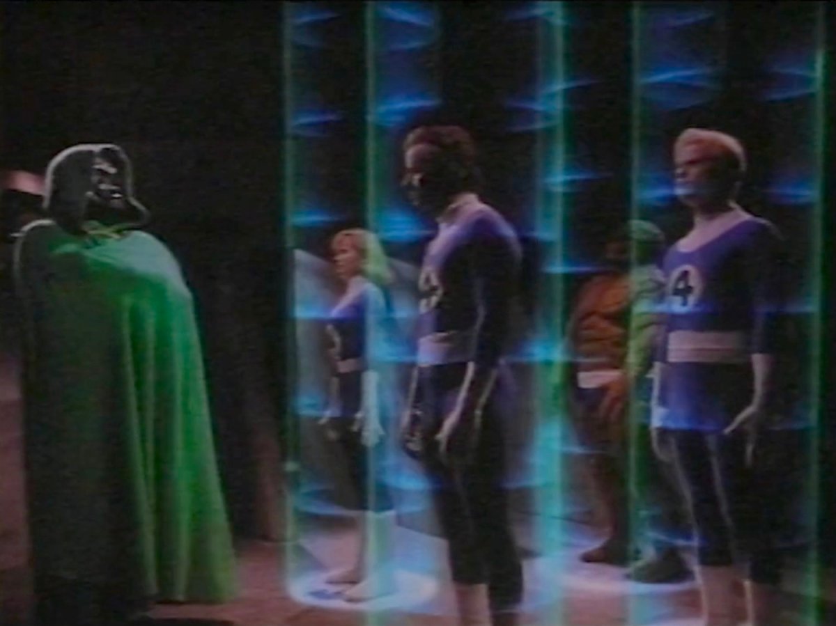 The Fantastic Four held in stasis by Doctor Doom.