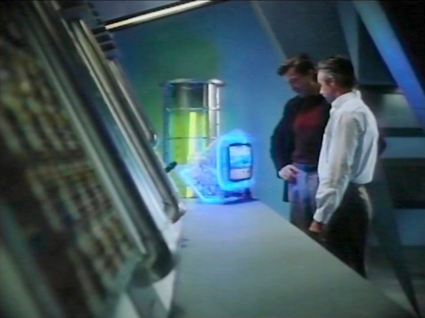 Ben and Reed in the lab of the Baxter Building.