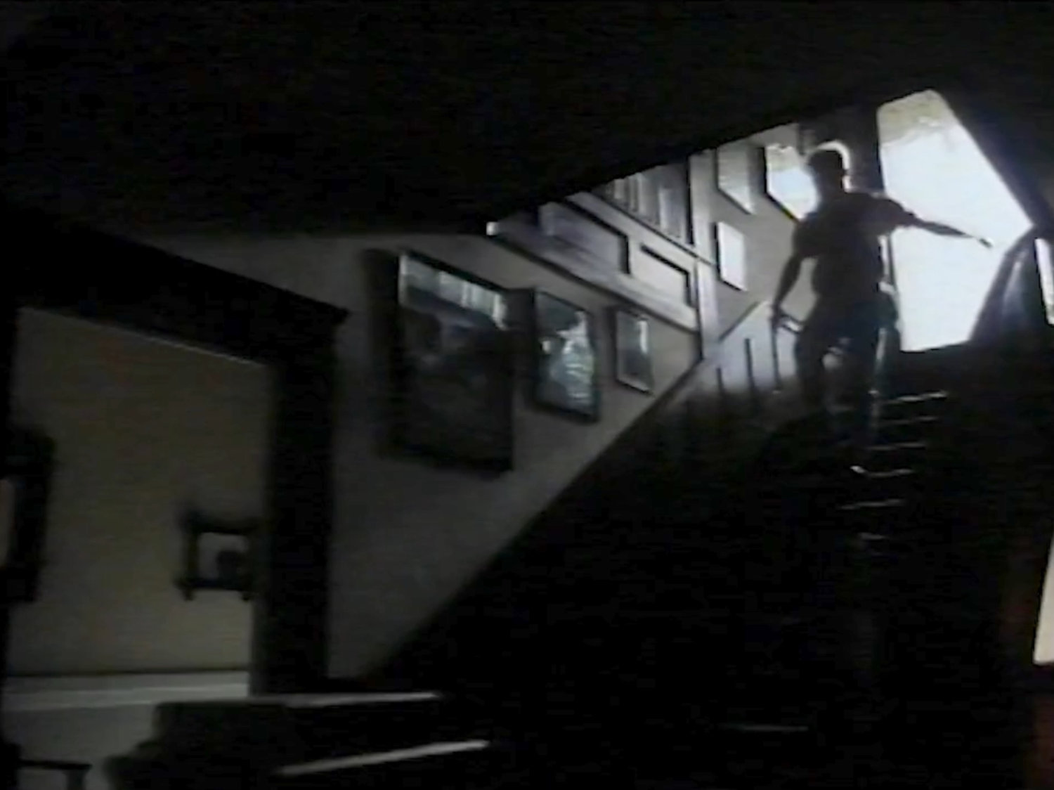 Johnny running down the stairs in his boarding house.