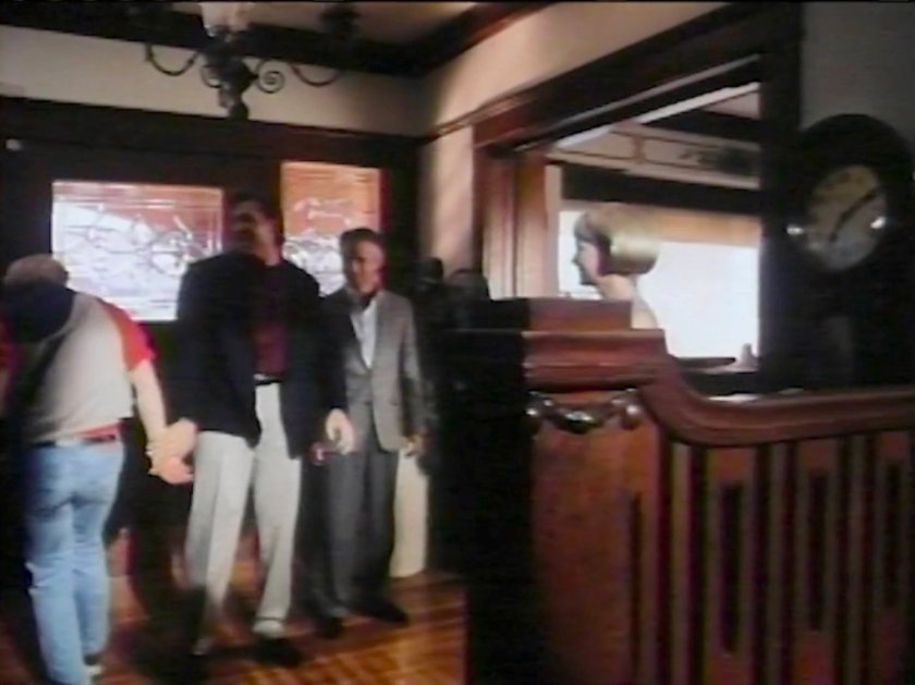 Johnny, Ben, and Reed in the foyer of Mrs Storm's Boarding House.