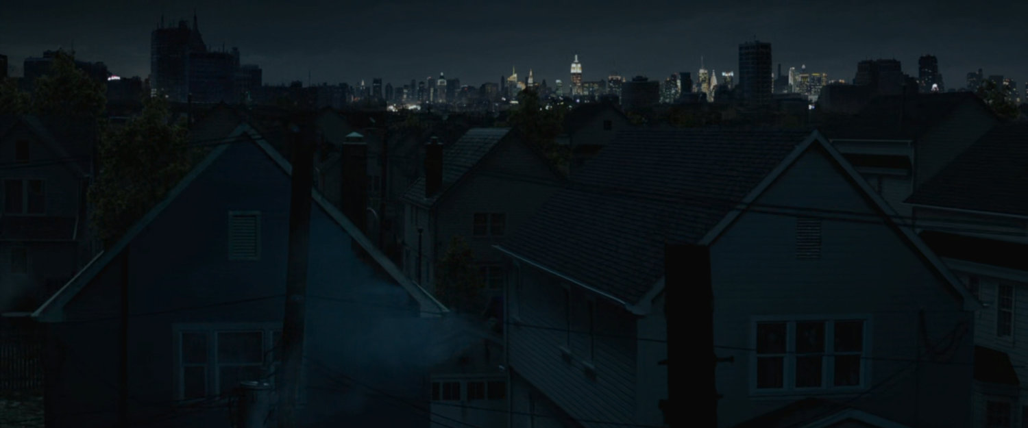 Blacked out neighborhood with Manhattan in the background.