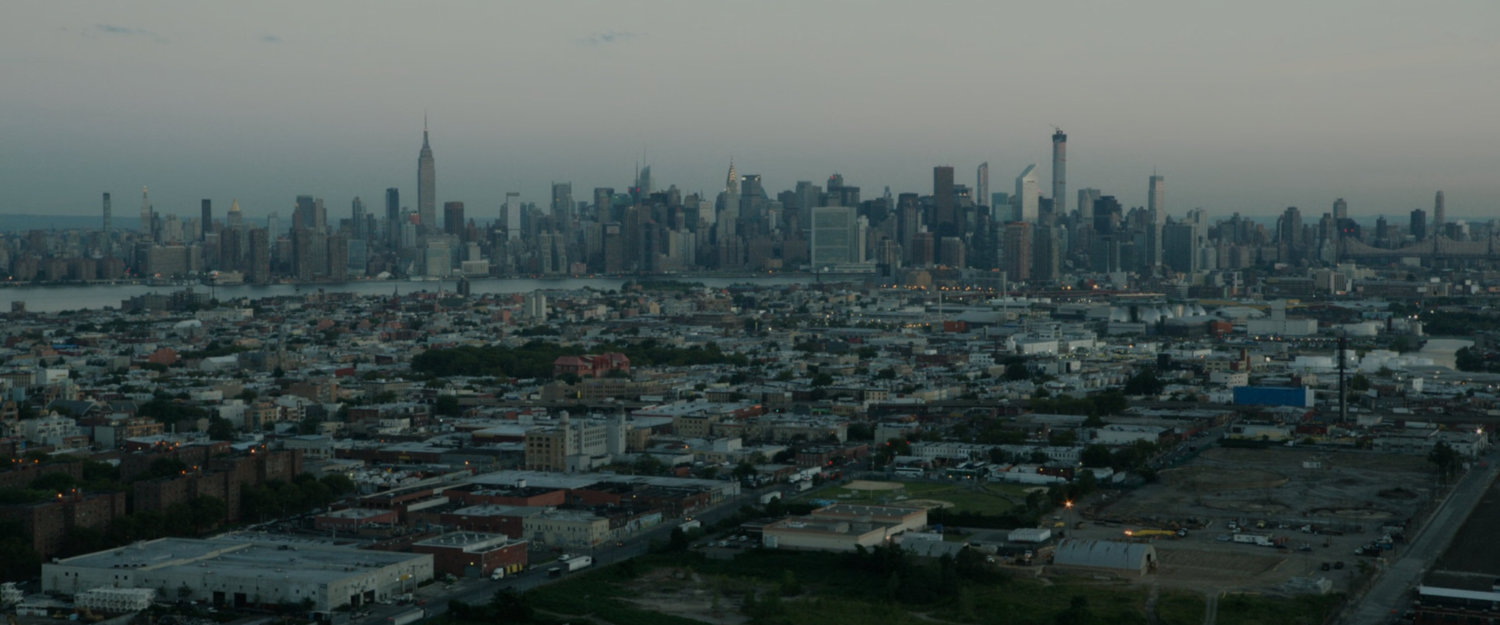 Aerial view of Manhattan from over Brooklyn.