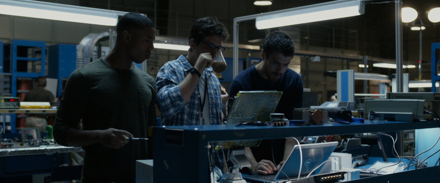 Johnny, Reed, and Victor in the Baxter Institute warehouse laboratory.