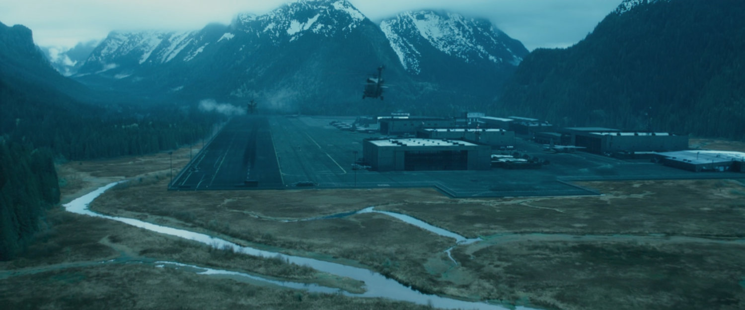 Helicopter flying over Area 57.