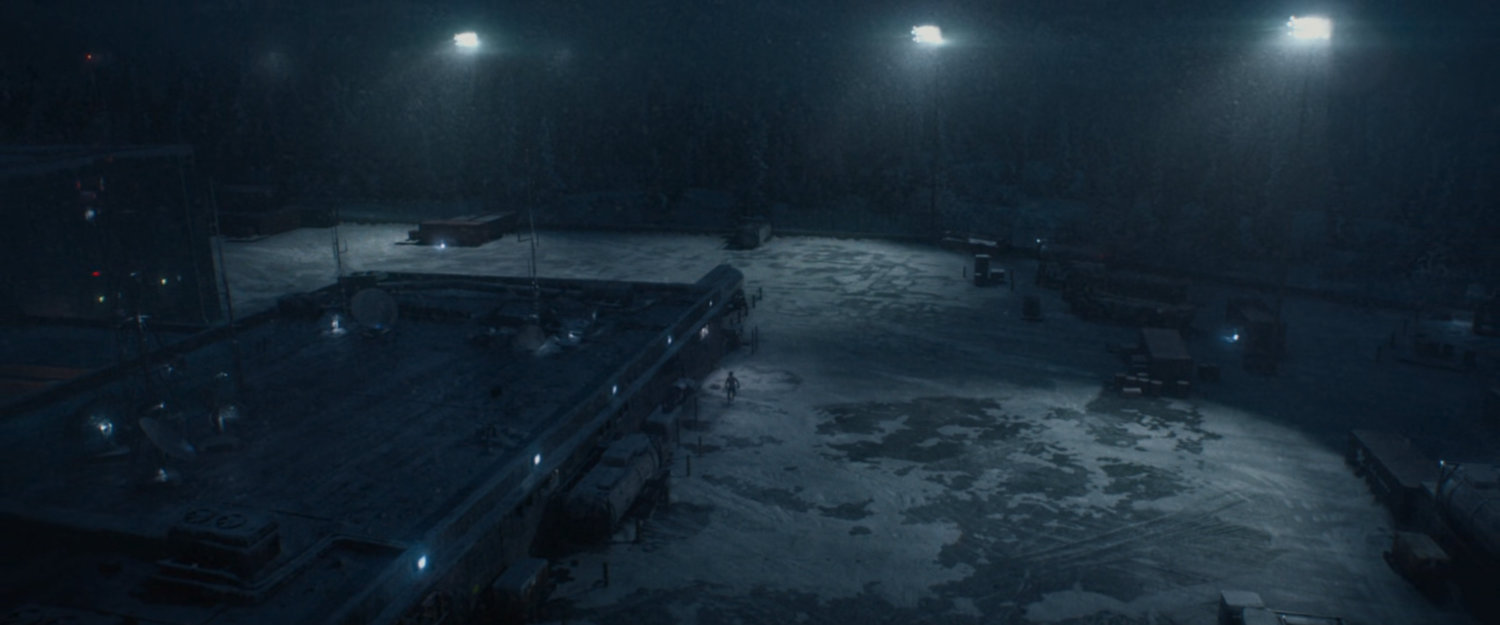 Nighttime aerial view of Area 57.