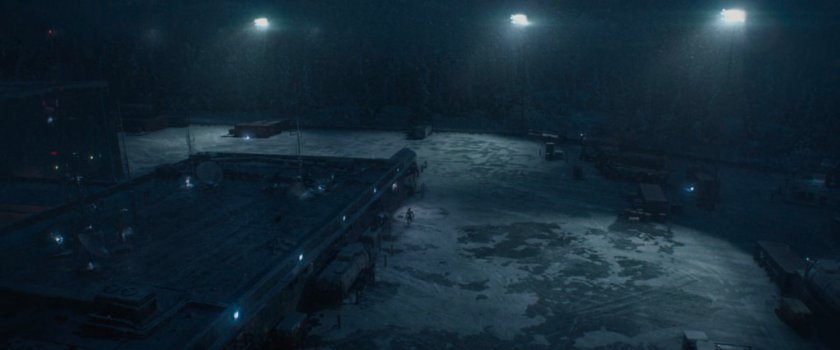 Nighttime aerial view of Area 57.