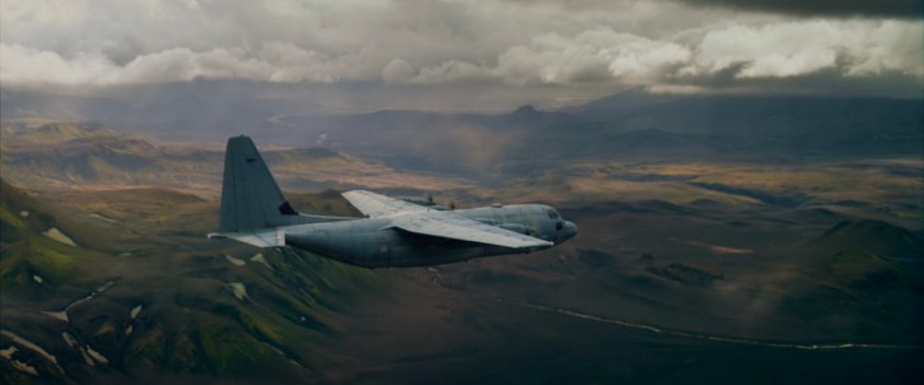 A transport plane flying over Area 57.