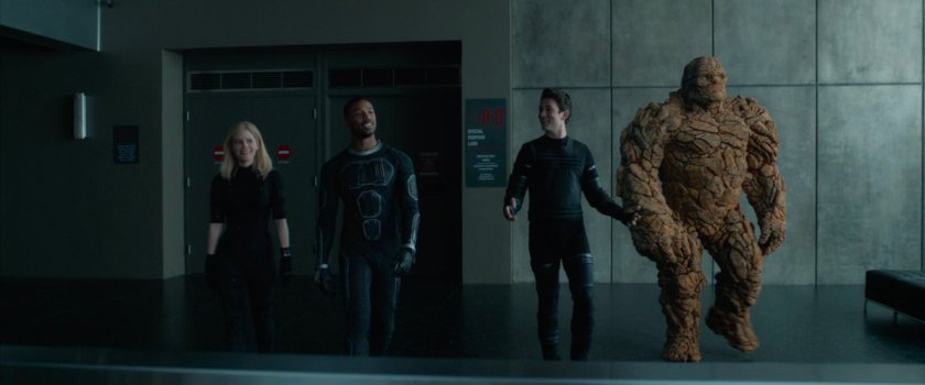 Sue, Johnny, Reed and Ben in the Central City think tank.