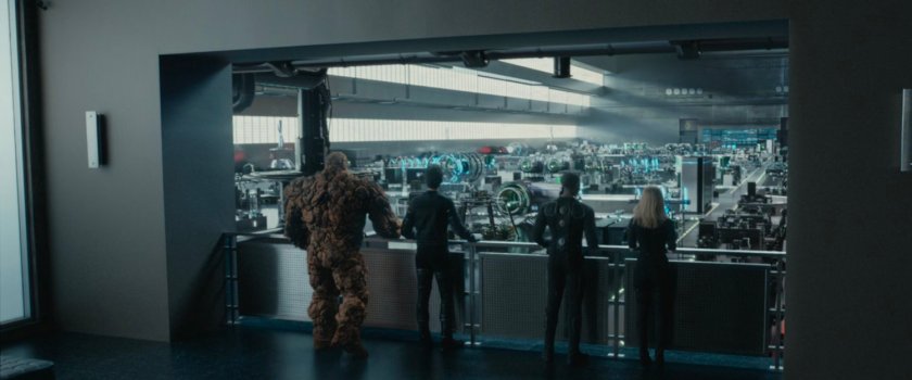 Sue, Johnny, Reed and Ben in the Central City think tank.