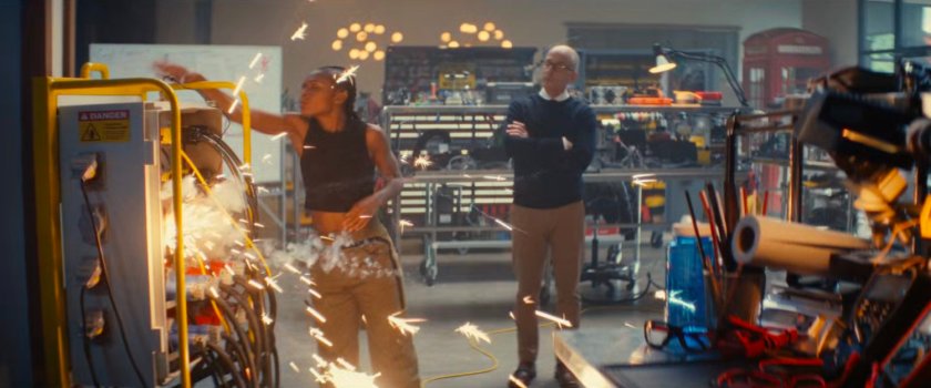 Riri and Professor Wilkes in an MIT laboratory.