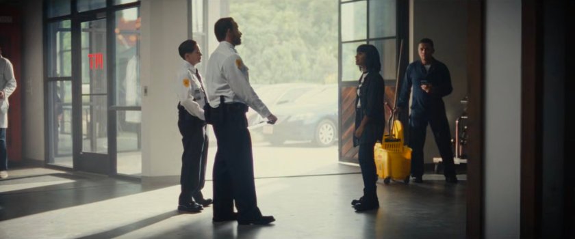 Security guards by door to an MIT laboratory.