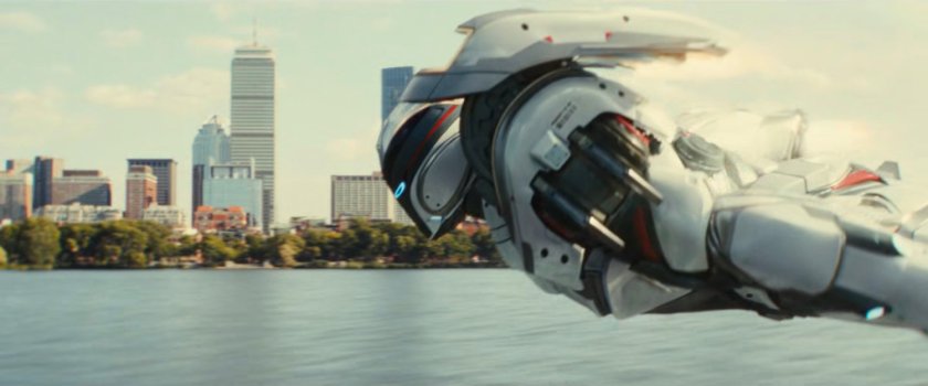 Ironheart flying over the Charles River.