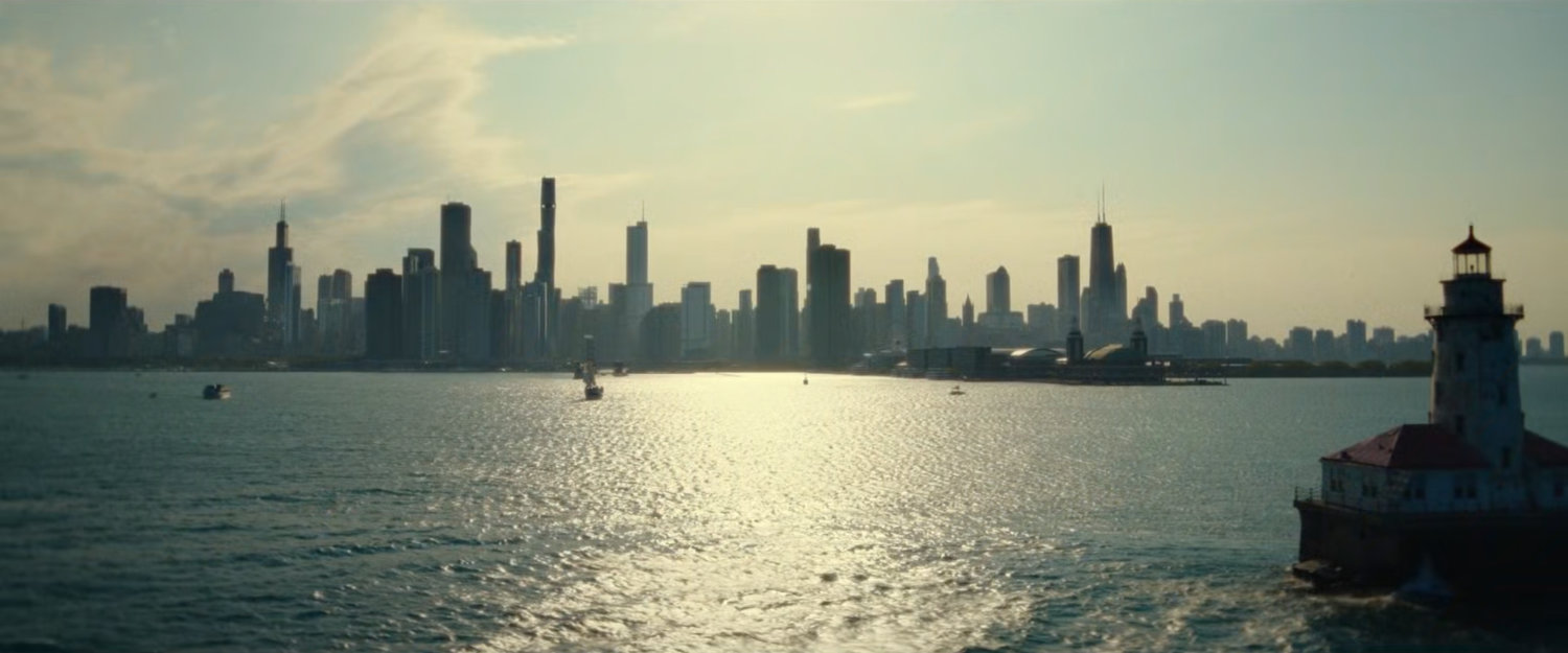 Chicago seen from over Lake Michigan.