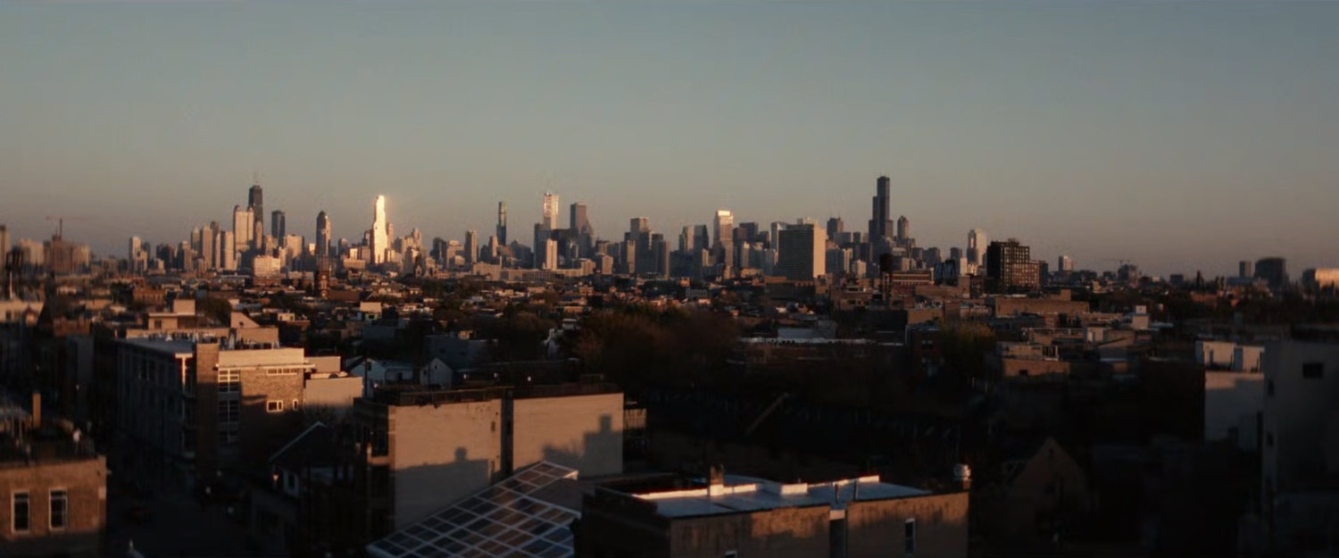Aerial of Chicago in the daytime.