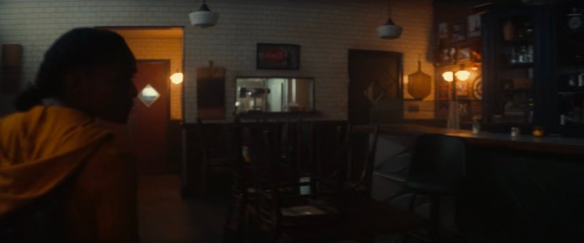 Riri inside Desperito's Pizza.