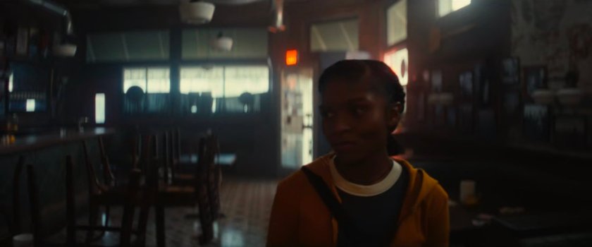 Riri inside Desperito's Pizza.