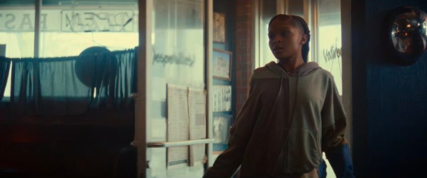 Riri inside Desperito's Pizza.