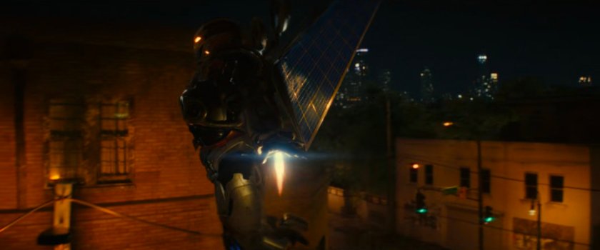 Ironheart armor hovering outside Desperito's Pizza.