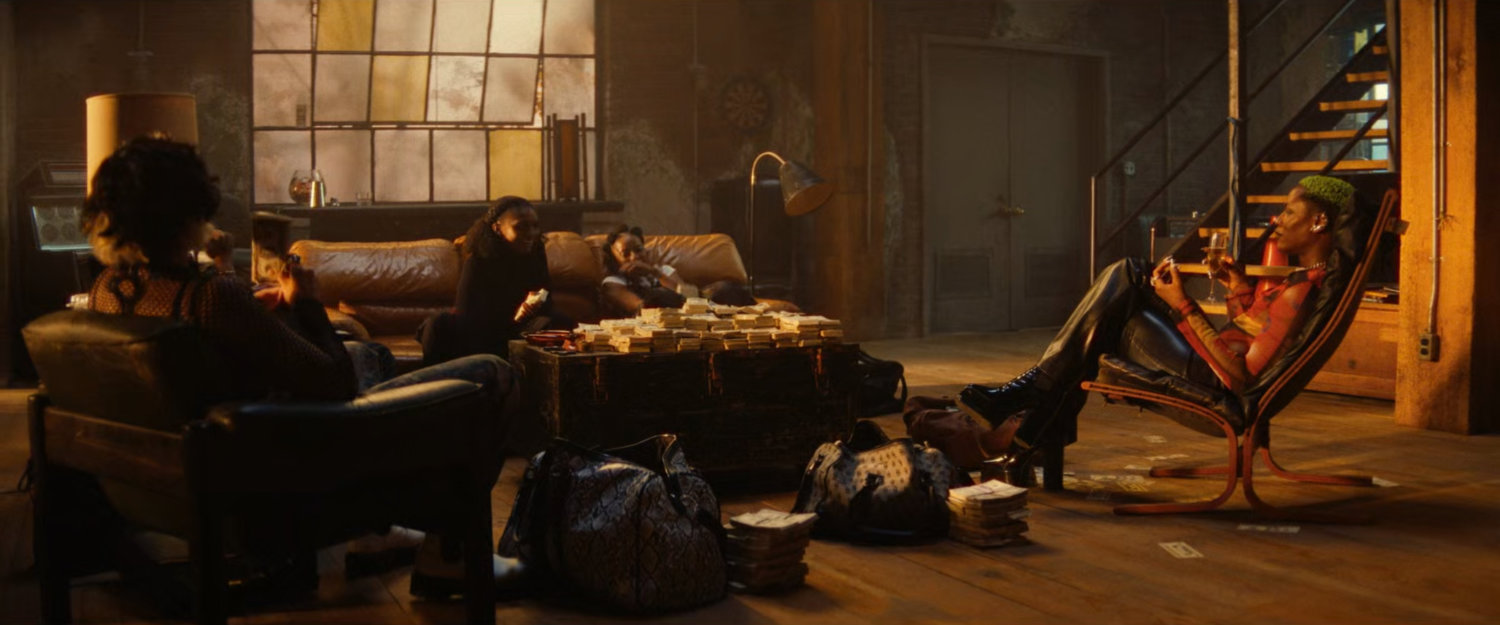 The Hood's crew chilling in his hideout.