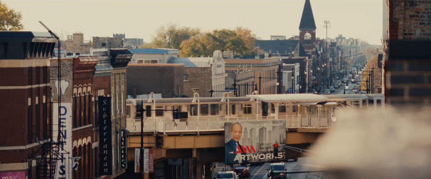 View along Chicago street from rooftop.