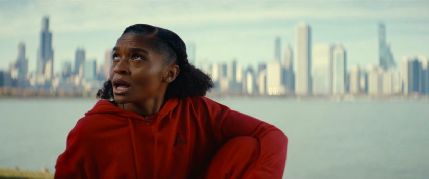 Riri in a park by Lake Michigan.