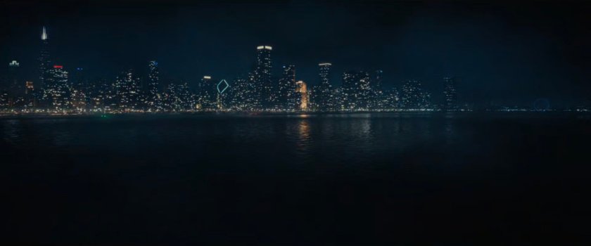 Nighttime view of downtown Chicago.