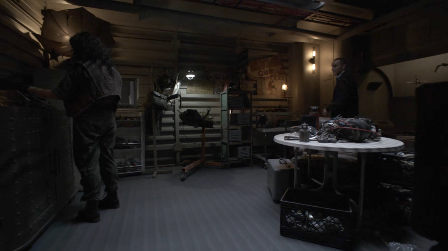 Tess and Coulson in Virgil's room on the Lighthouse.
