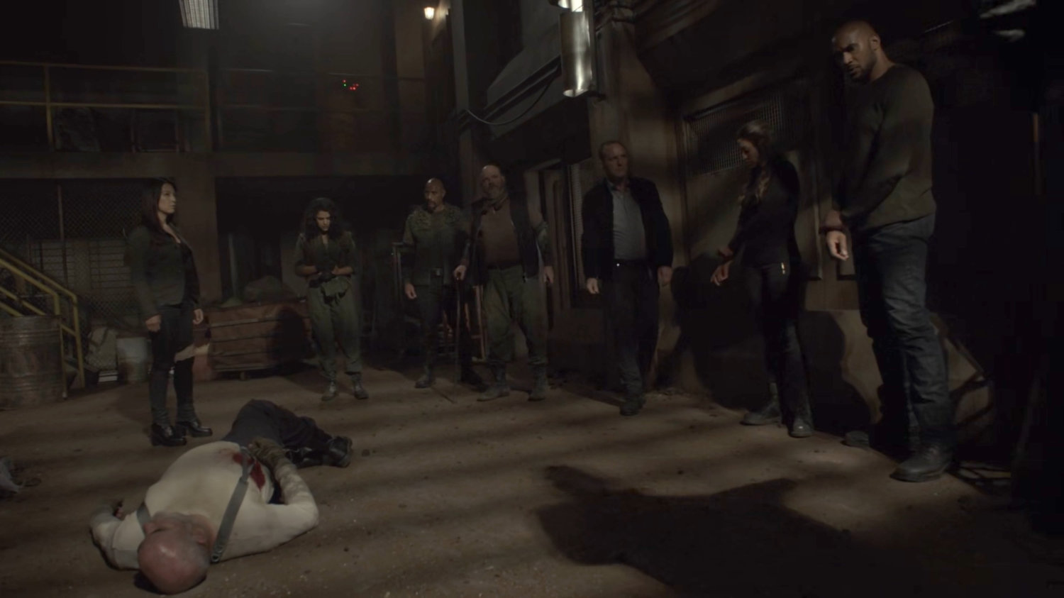 Tess, Grill and the Agents in Grill's Shop on the Lighthouse.
