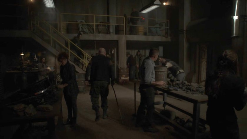 Grill and others in Grill's Salvage Shop on the Lighthouse.