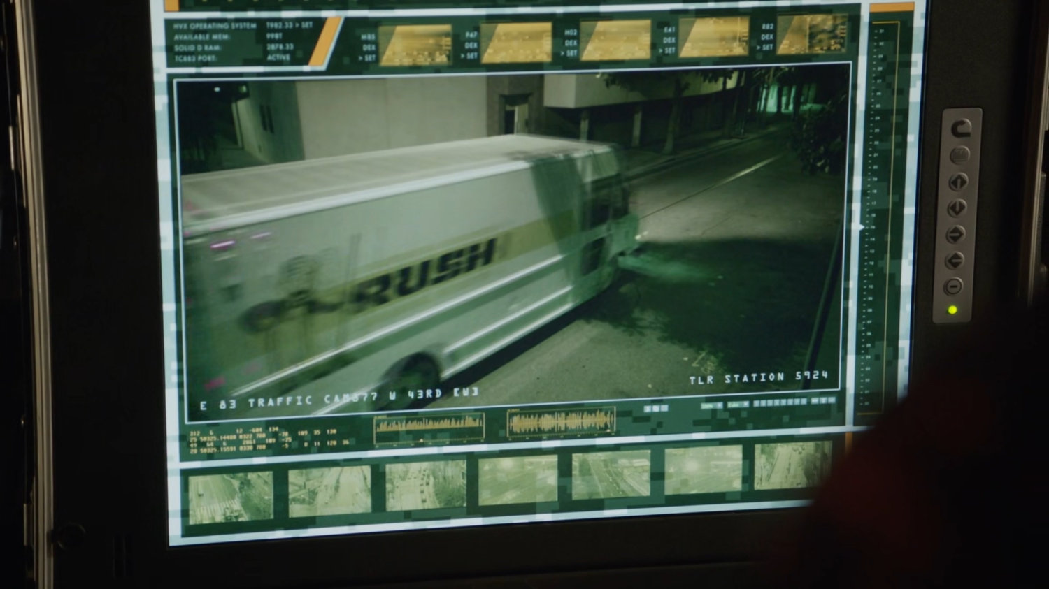 Surveillance video of a delivery truck.