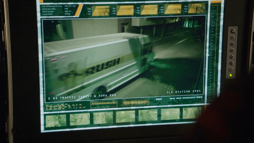 Surveillance video of a delivery truck.