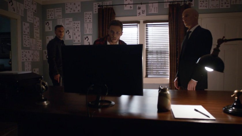 Hunter, Fitz, and Enoch in his living room.