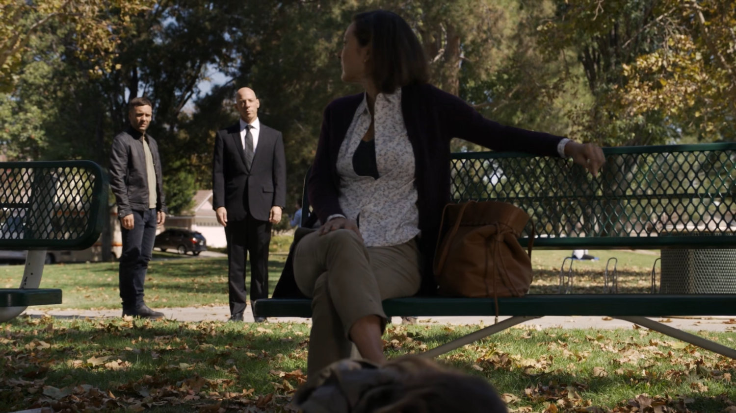 Fitz, Enoch, and Polly Hinton in a park.