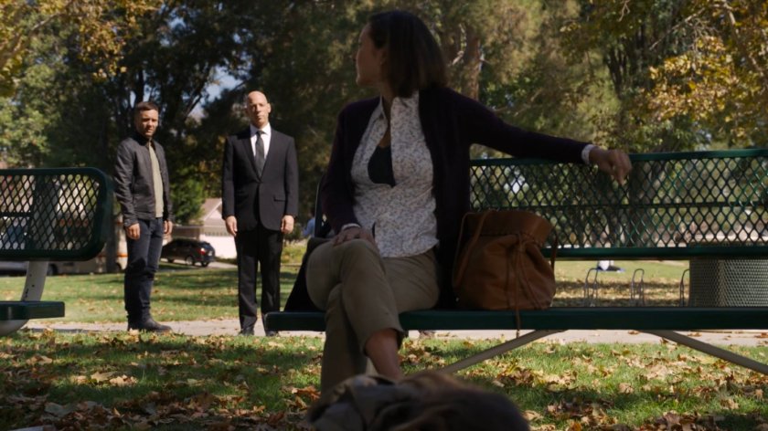 Fitz, Enoch, and Polly Hinton in a park.