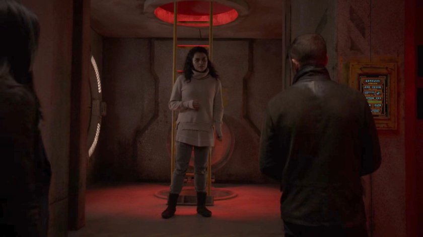 Tess says goodbye to Coulson as she readies to board the Trawler at the Lighthouse.