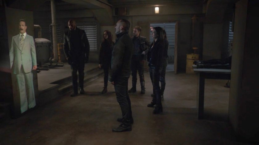 The Agents watch a video of General Rick Stoner inside the Lighthouse.